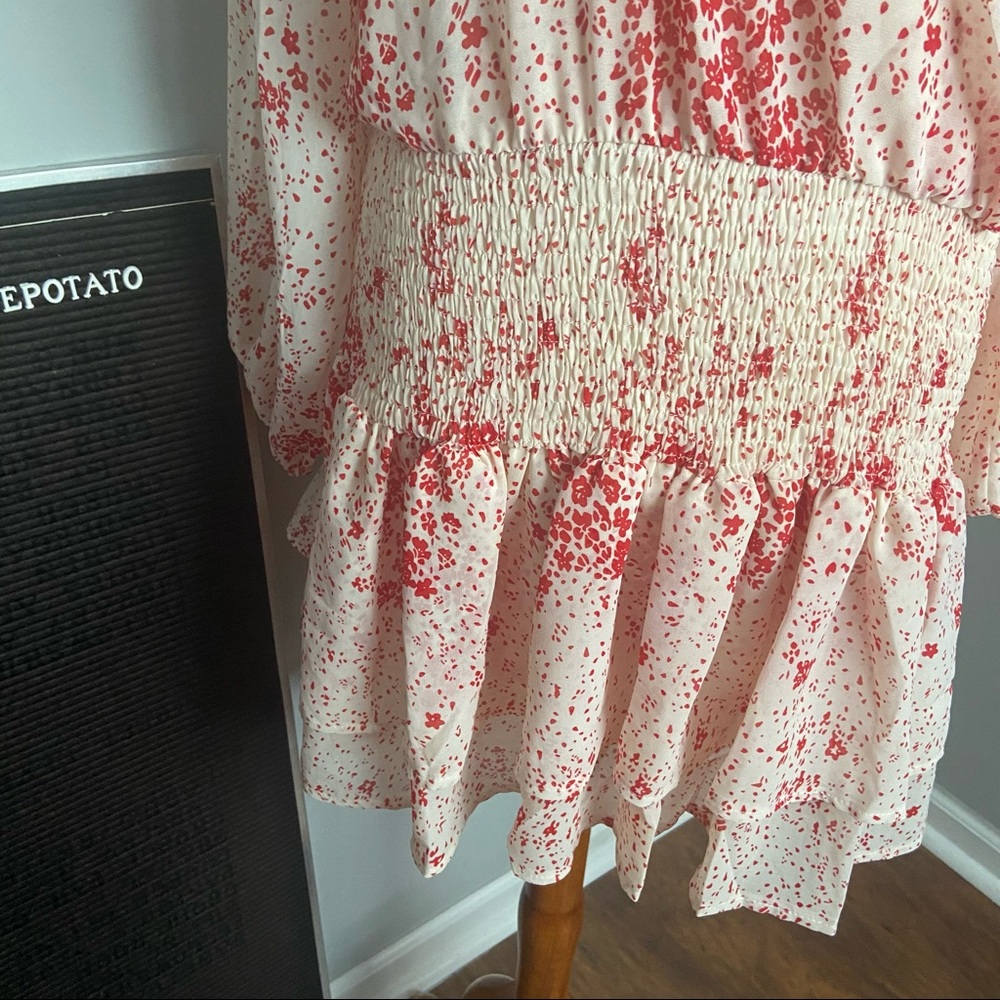 Princess Polly Red & White Ruched Altona Mini Dress Size 12 - Picture 6 of 9